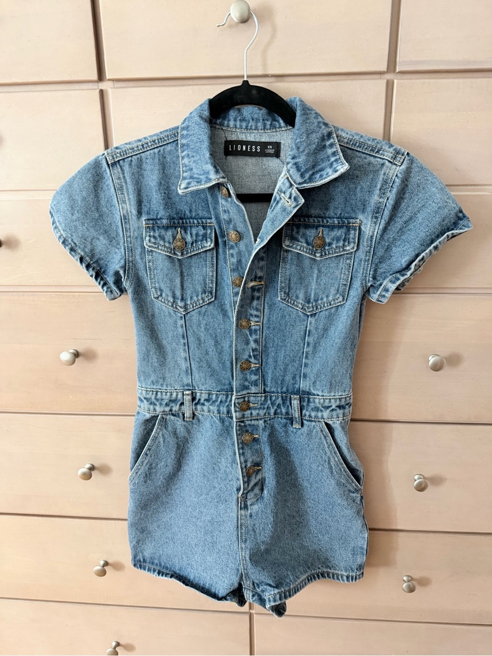 Lioness Short Sleeve Denim Romper Size XS